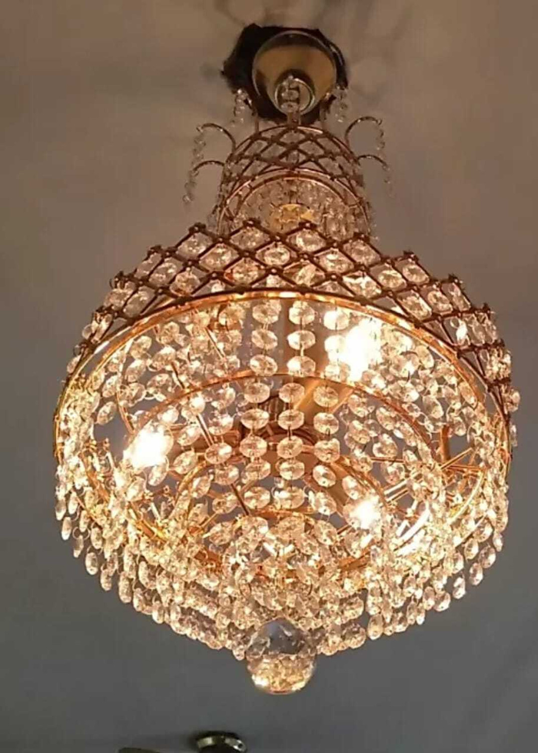 Image of Shri Mahal Antiques Crystal Big Size Jhhomar Light For Living Room /Hall /Bed Room etc Chandelier Ceiling Lamp