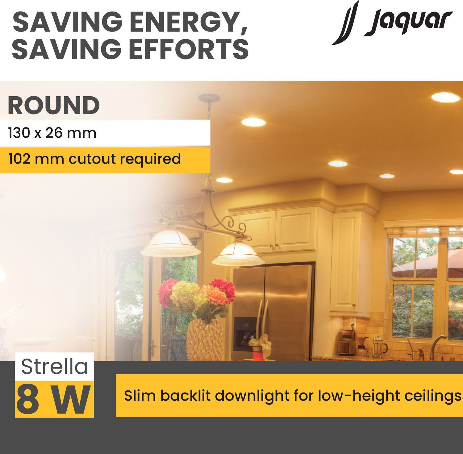 Image of Jaquar Strella Slim 8W Round Recess Down Light - Warm White (Pack of 1) Ceiling Light Ceiling Lamp