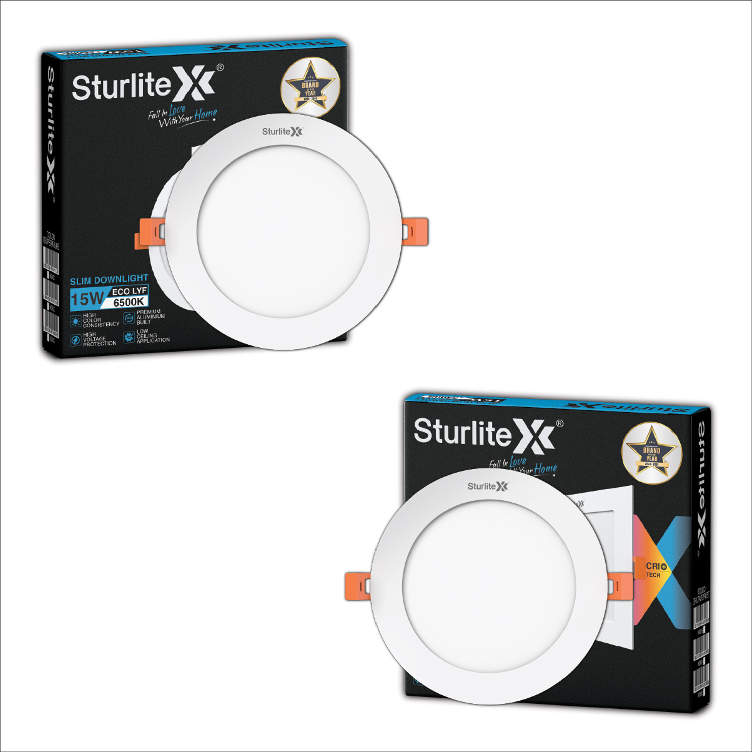 Image of Sturlite Eco LYF 15W Round LED Downlight - (Pack of 2) Ceiling Light Ceiling Lamp