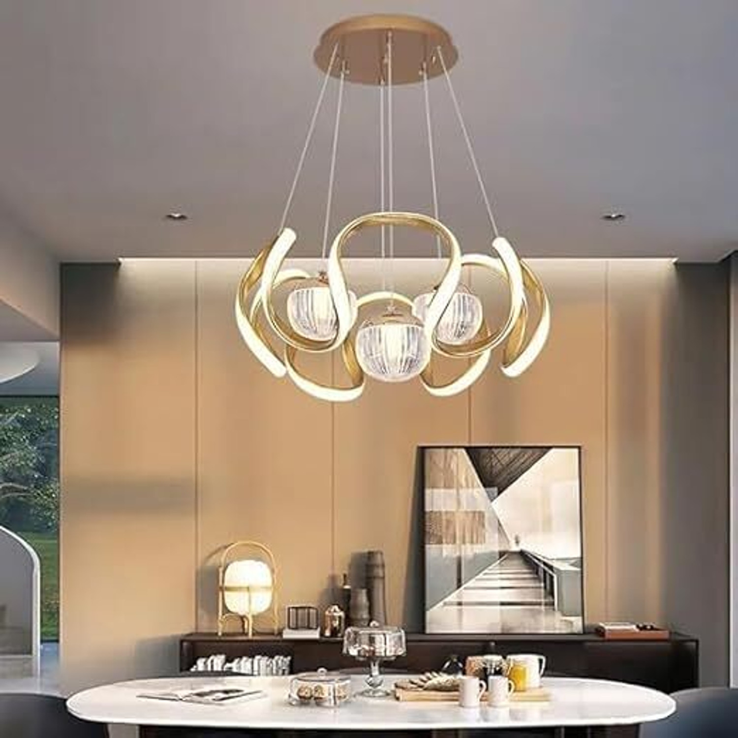 Image of Shri Mahal Antiques 3LED + Aluminum Dining Room Living Room Special Ceiling Light Chandelier Ceiling Lamp
