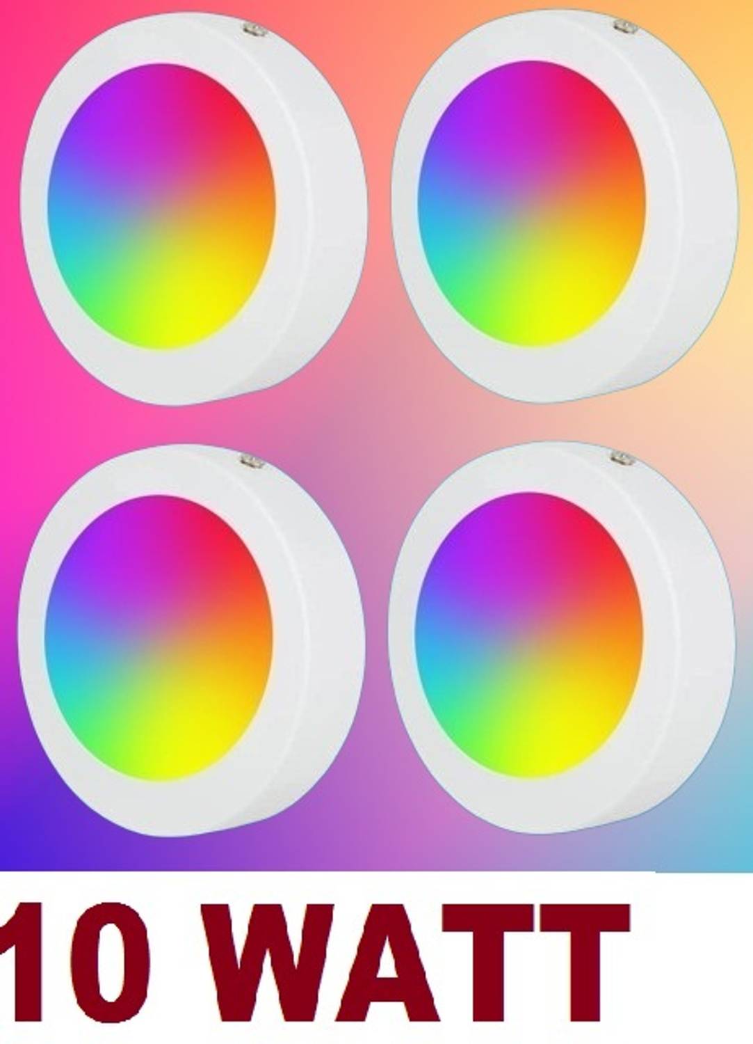 AMYSTY 10W 7in1 Multicolour Surface Led (Red/Pink/Blue/Yellow/Violet/Green/White)Pack-4 Recessed Ceiling Light Ceiling Lamp