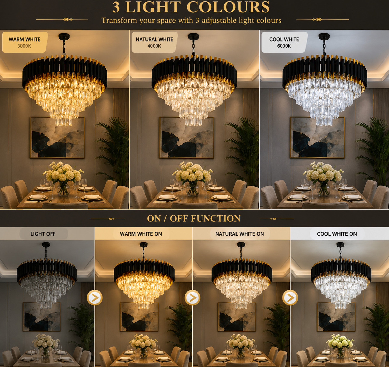 Image of Adwait Crystal Polish Metal 600mm Chandelier Light Pendant Jhoomar For Hall, Bedroom Chandelier Ceiling Lamp