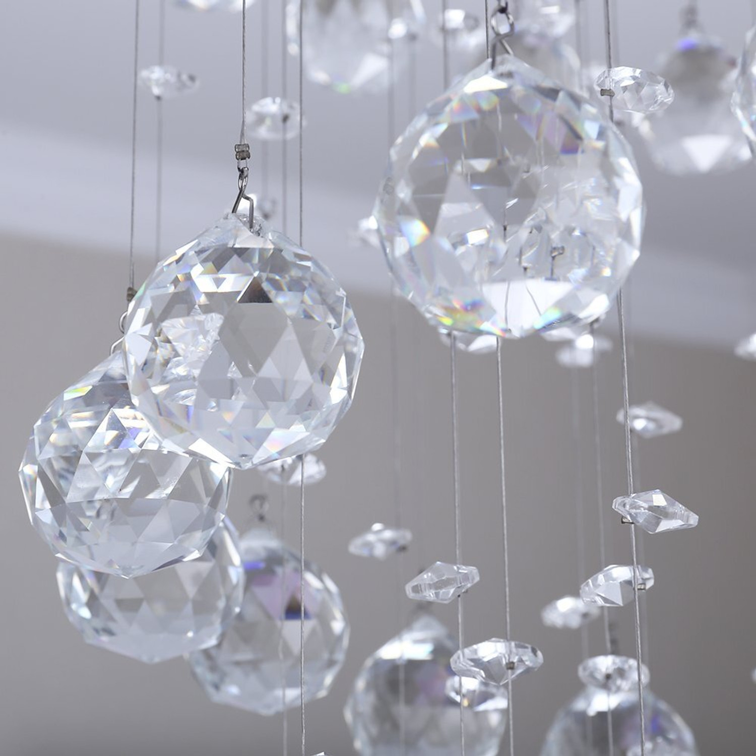 Image of Ganeshart 10ft Crystal Chandelier For Living room Ceiling Led Light 10ft Spiral a0110a Chandelier Ceiling Lamp