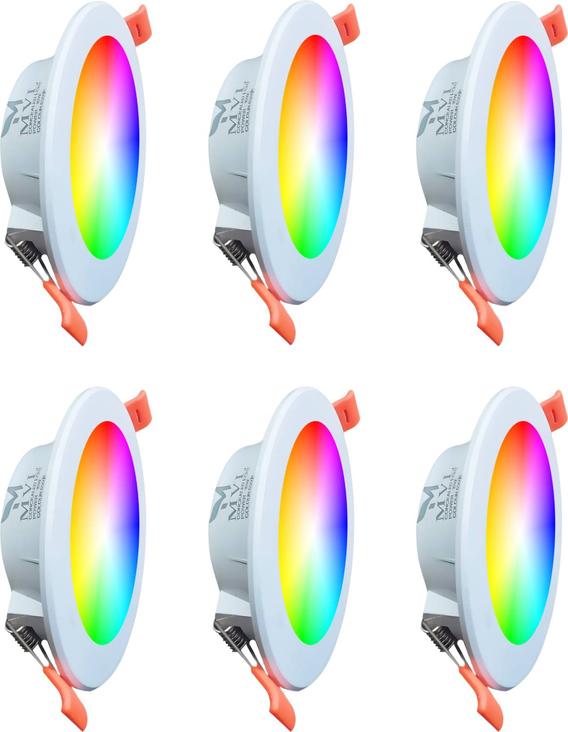MVL Maxa 10-Watts 7-in-1 Round Led Conceal Down Pack of 6 Ceiling Light Ceiling Lamp