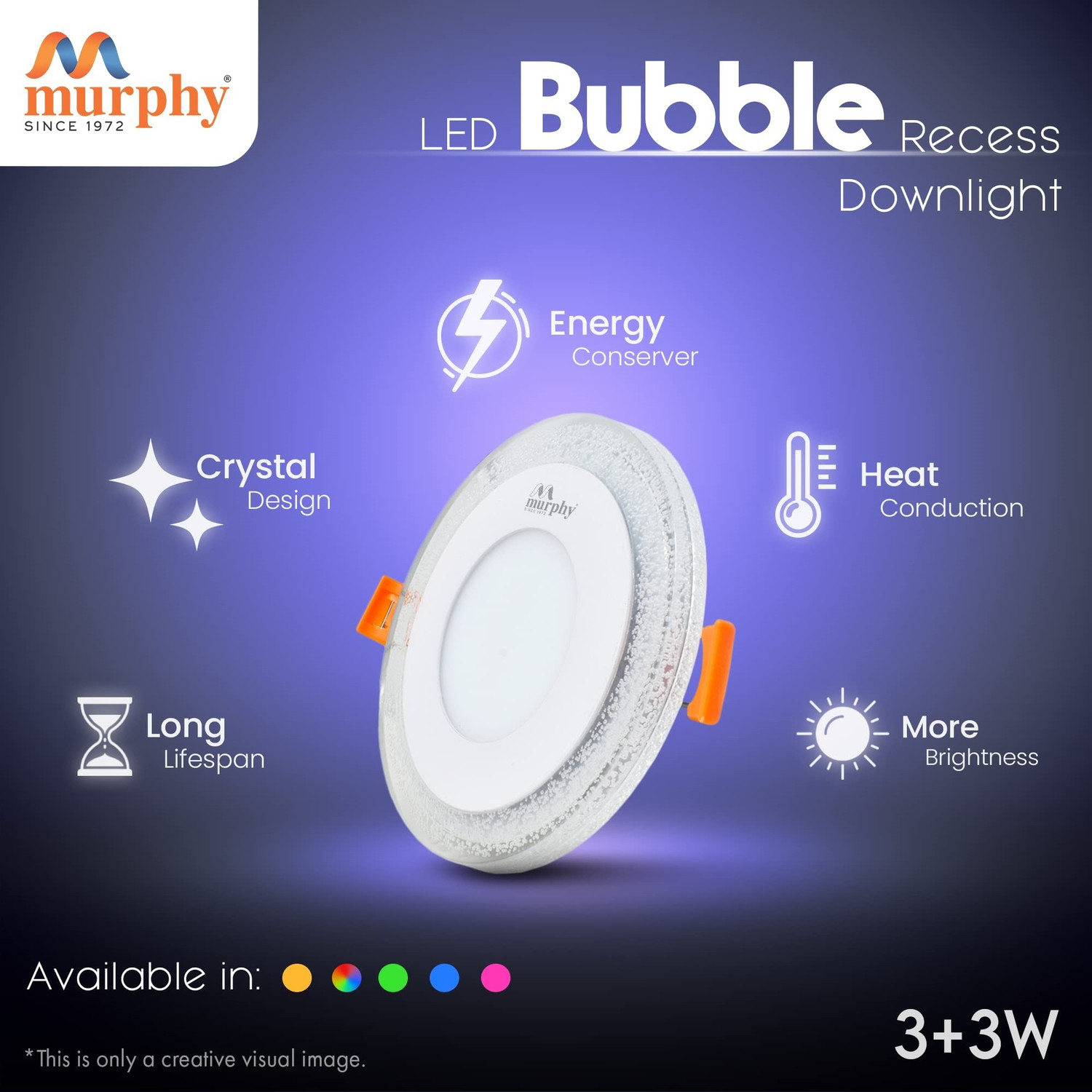 Image of MURPHY Bubble 6W (3+3W) Round LED Concealed Panel | Multi Color+CW | Pack of 1 Ceiling Light Ceiling Lamp