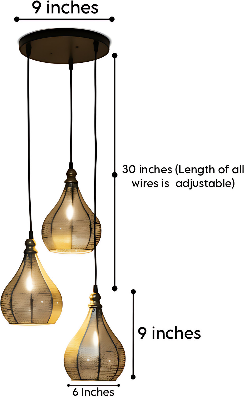 Image of DECORLIA EMPORIO (BULB INCLUDED) SET OF 3 GOLDEN MOROCCAN Pendant Lamp Ceiling Lamp