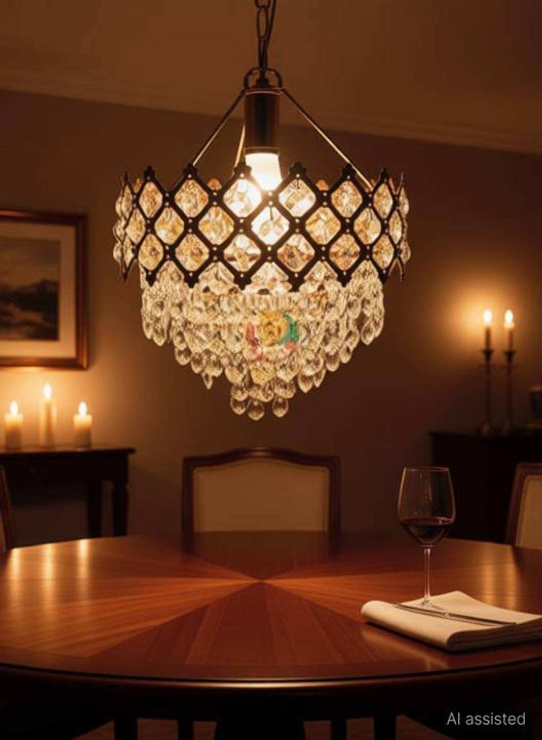 Baslash Glass Decorative Metal Crystal Pendant Light for Living Room jhumar 160mm. Chandelier Ceiling Lamp