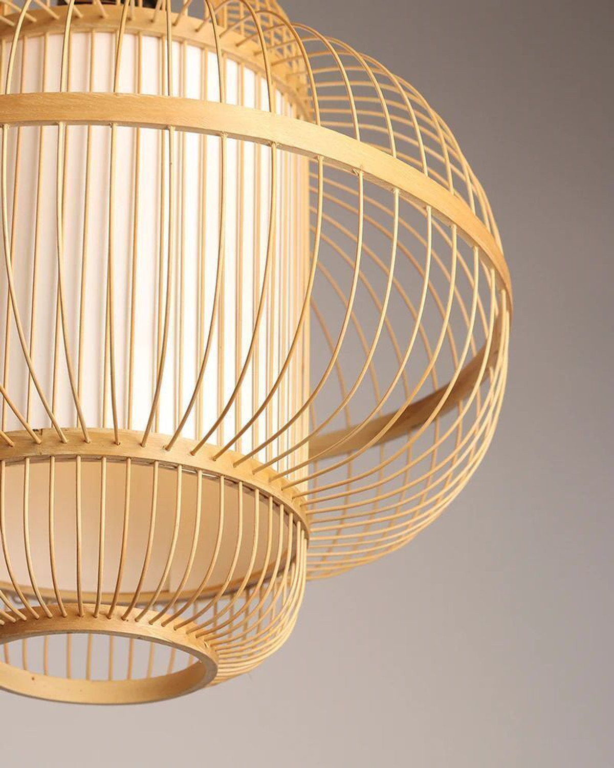 Image of INDIACRAFT Bamboo three part sticks Chandelier Ceiling Lamp