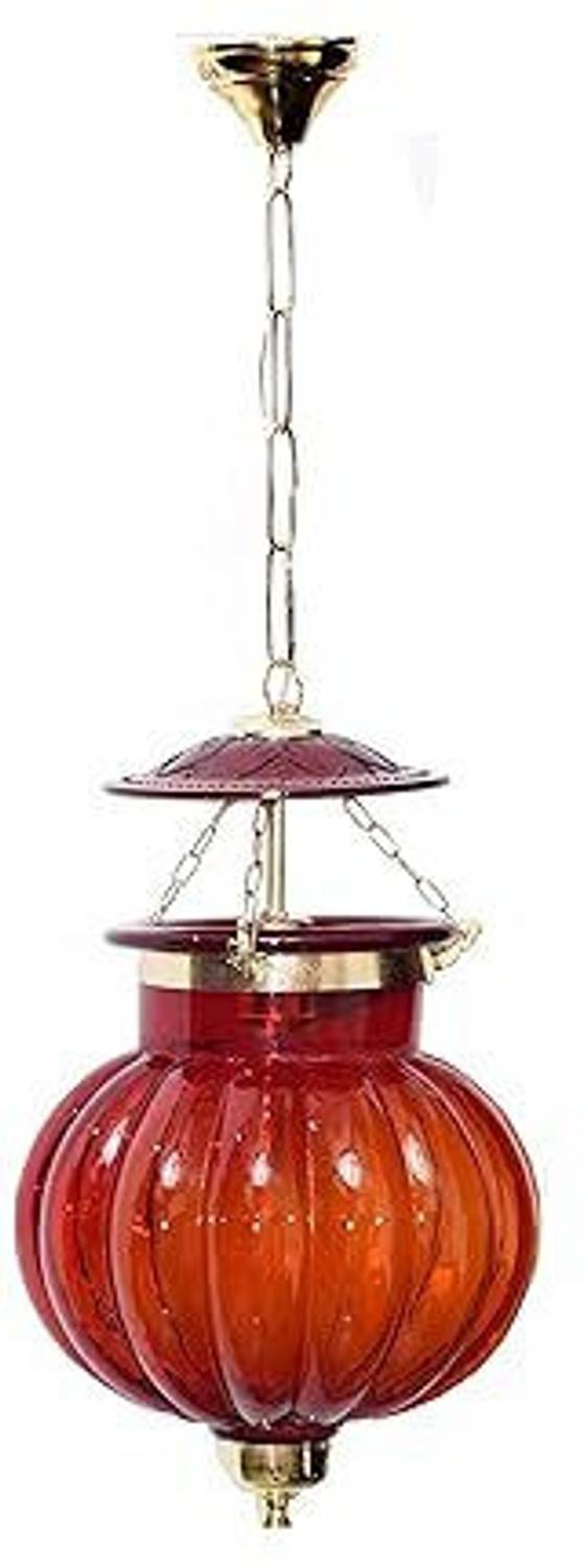 Baslash Complete Lighting Solution Melon Shaped Red Pendant Hanging lamp Chandelier Ceiling Lamp
