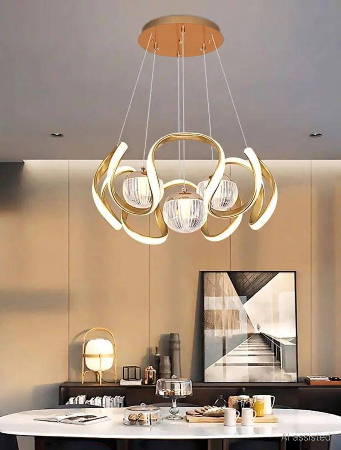 Blissbells Tricolor irregular shape 3LED + aluminum Dining room living room special Chandelier Ceiling Lamp