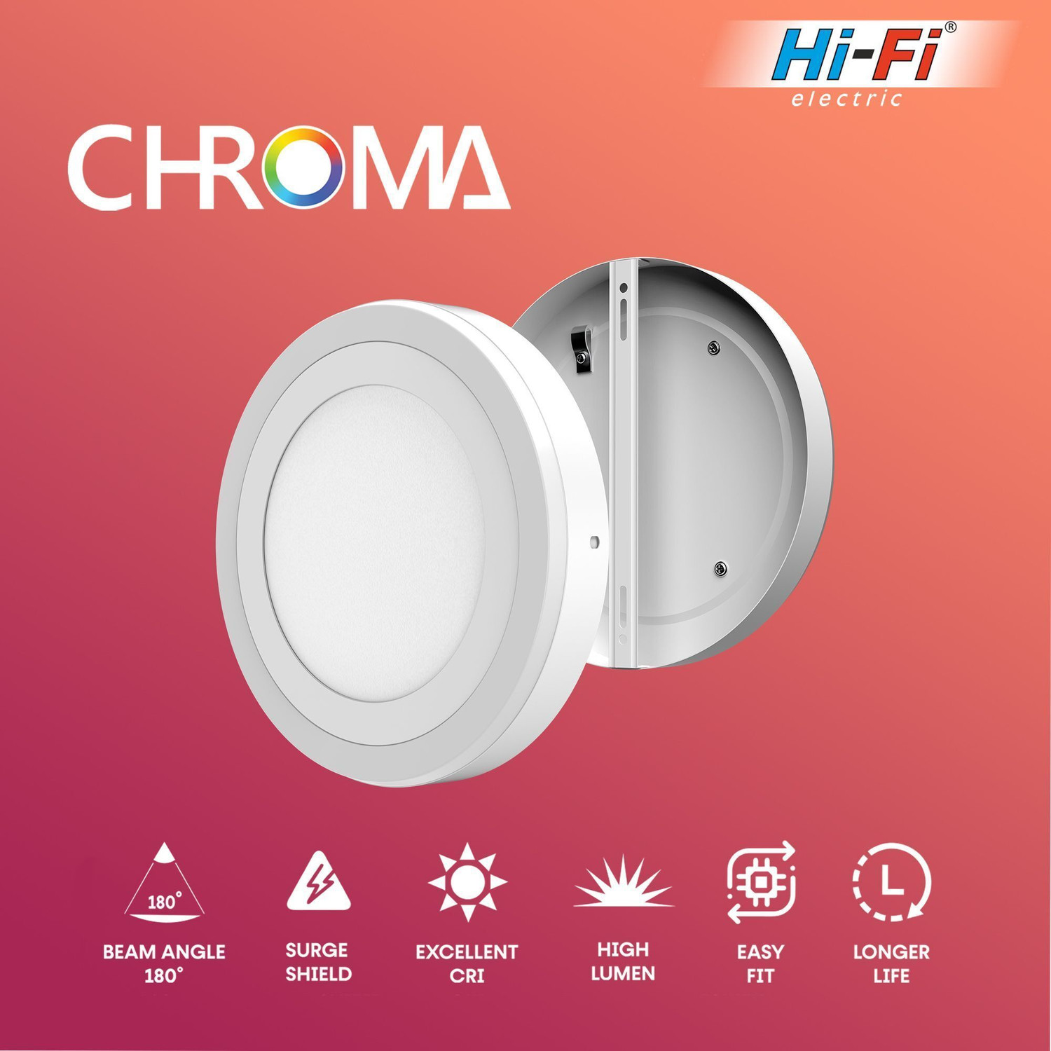 Image of ELLEYS Chroma (12W + 4W) Multi Color PGB Round LED Surface Light|(White + PGB) 6Pcs Surface Ceiling Light Ceiling Lamp