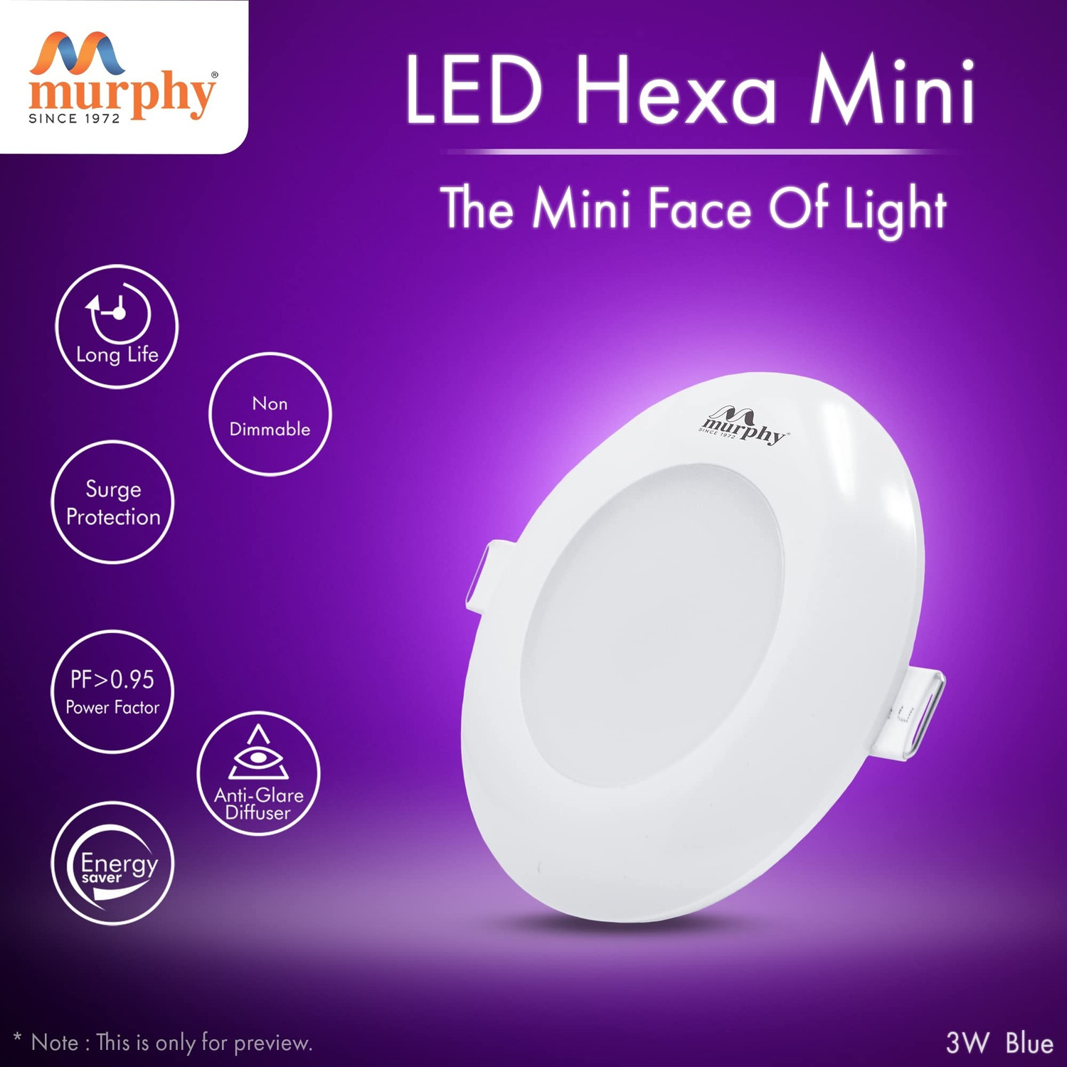 Image of MURPHY 3W Hexa Deep Junction Box LED Down Light (Pack of 25, Blue) Ceiling Light Ceiling Lamp