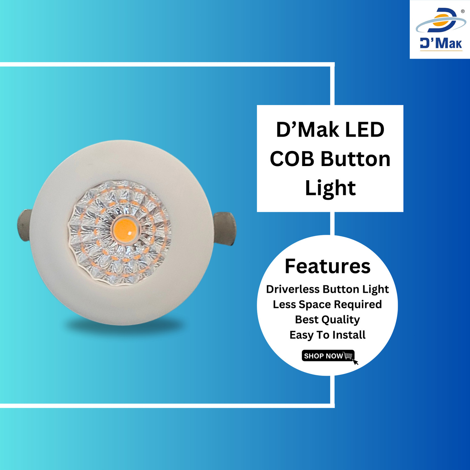 Image of D'Mak 1 Watt LED COB /Spot Light /Button Light ({White} Round Driver Included (Pack of 05) Recessed Ceiling Light Ceiling Lamp