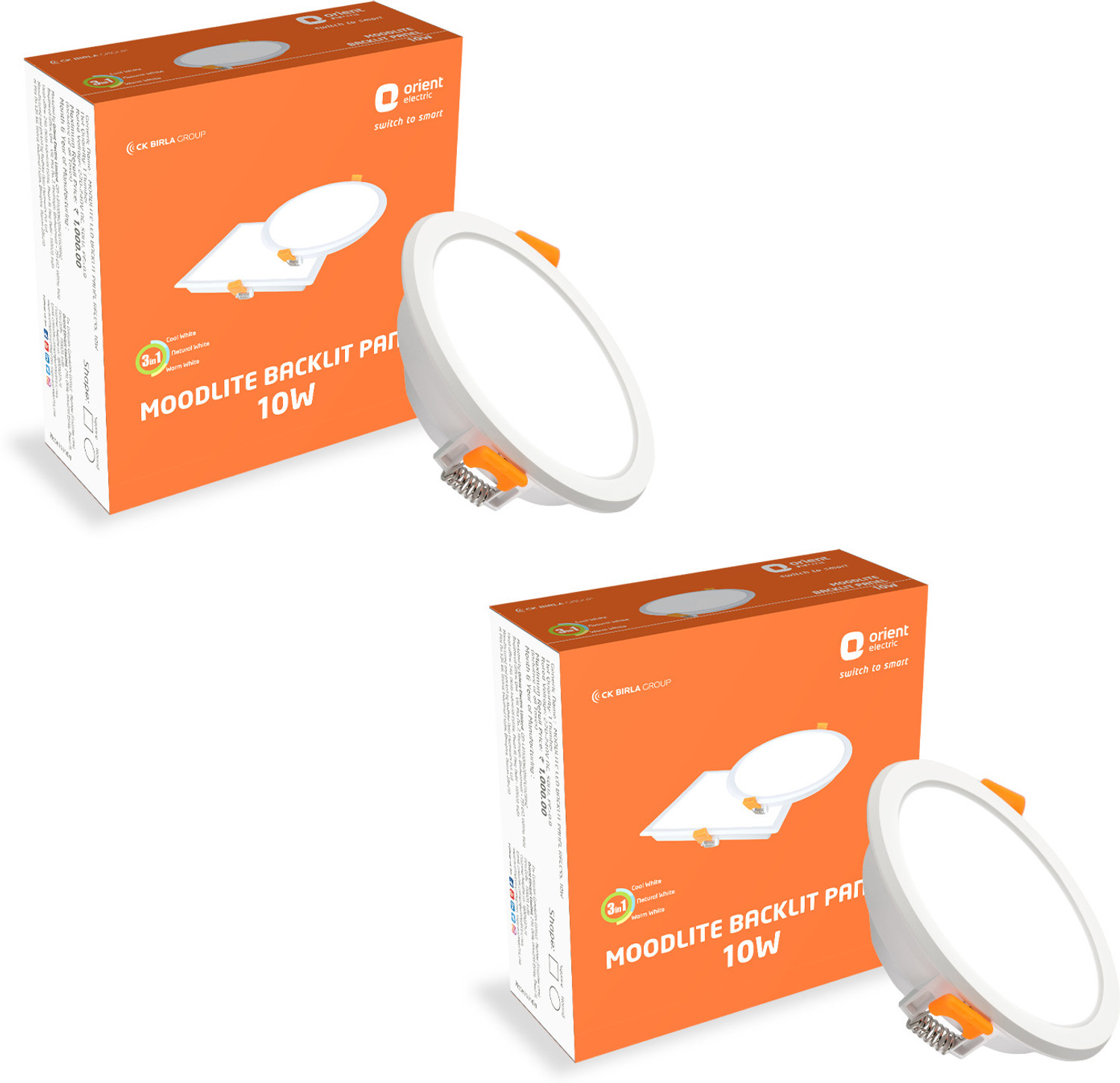 Image of Orient Electric Moodlight Recess Panel 10W 3CCT, Color Changing - Pack of 2 Recessed Ceiling Lamp