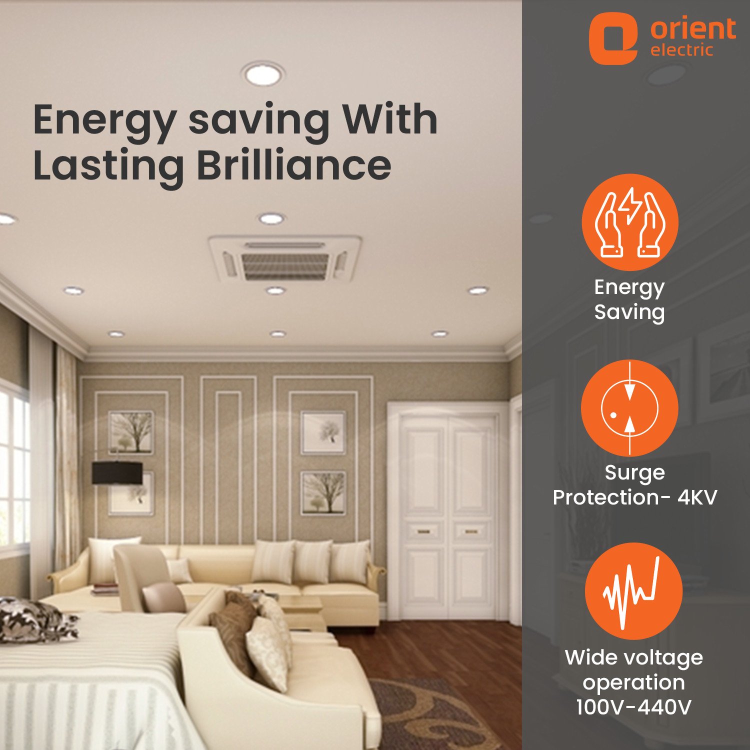 Image of Orient Electric Eternal Moonlite 9W Downlighter - Cool White, Pack of 30 Downlighter Ceiling Light Ceiling Lamp