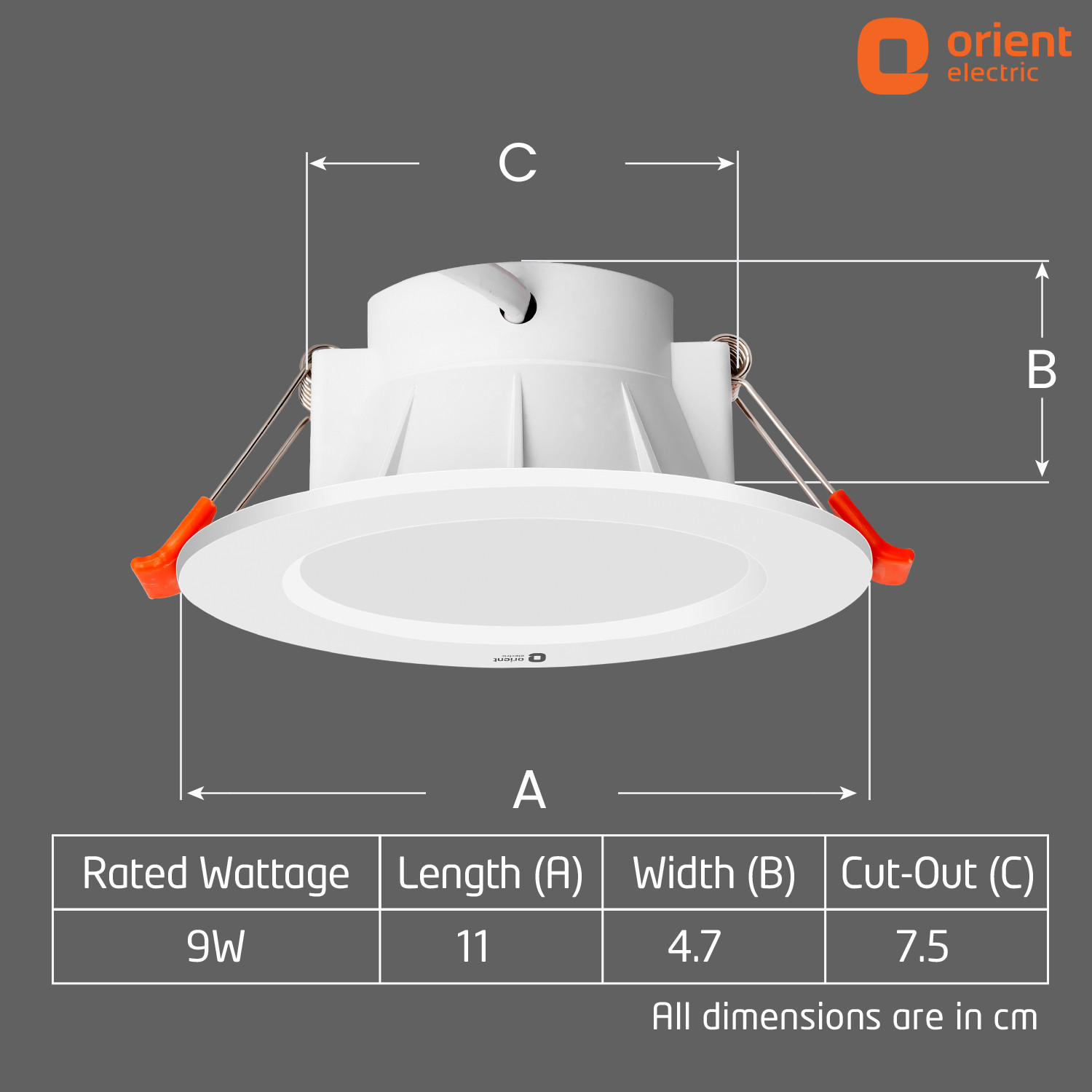 Image of Orient Electric Orient Electric Moonlite Nova 9W Downlighter, Pack of 25 Downlighter Ceiling Light Ceiling Lamp