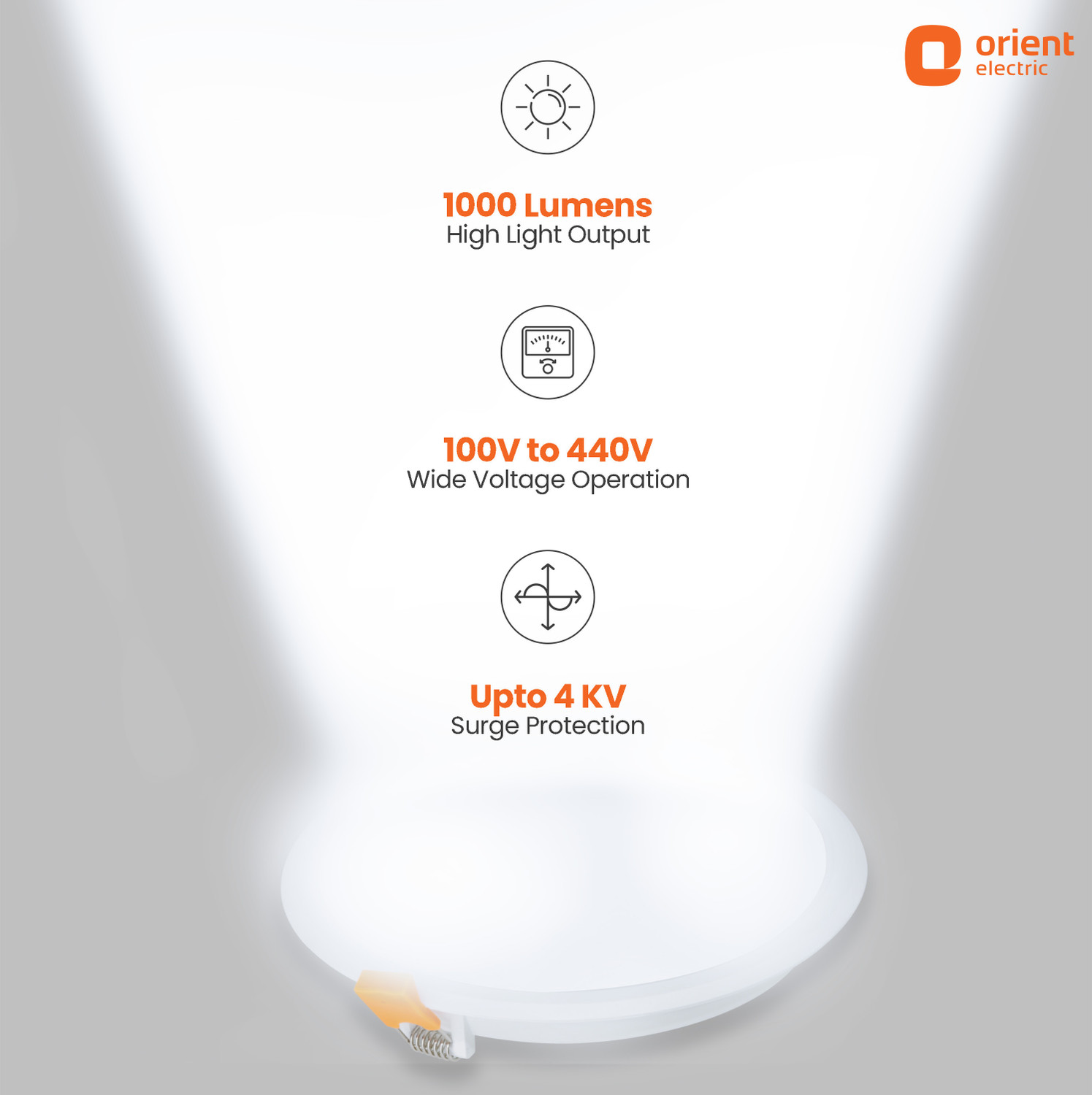 Image of Orient Electric Moodlight Recess Panel 10W, 3 in 1 , Round-Pack of 4 Recessed Ceiling Lamp