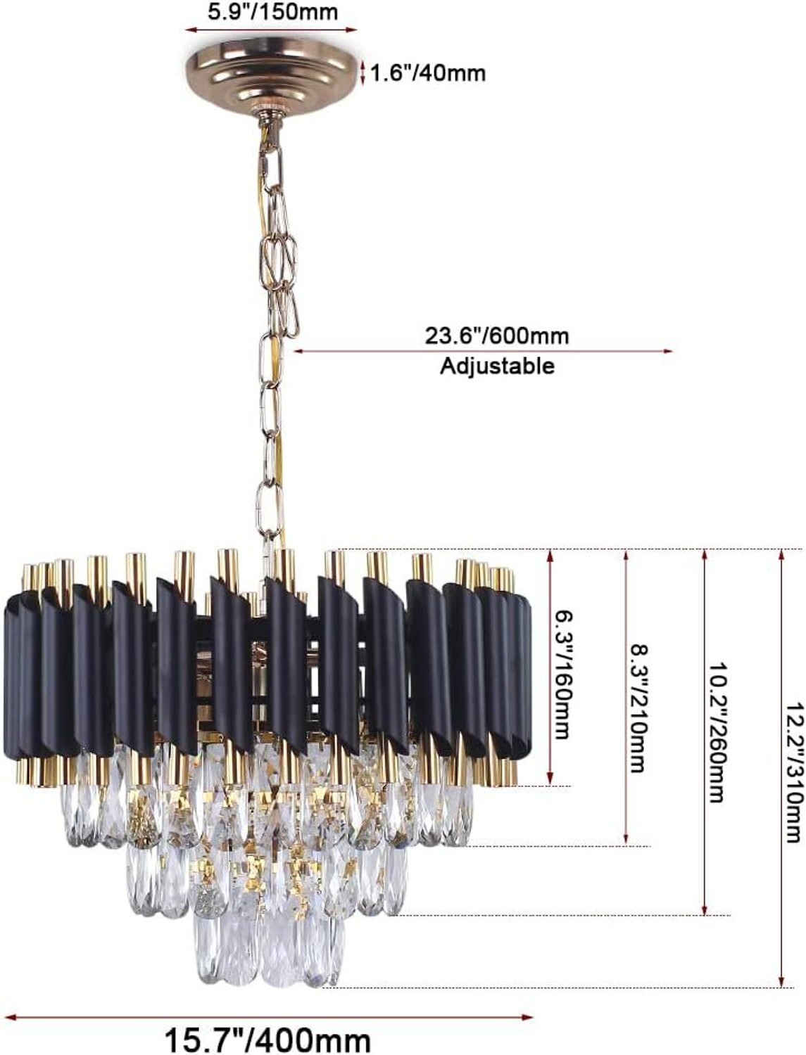 Image of Adwait 400MM Black Gold Moving chandelier Chandelier Ceiling Lamp