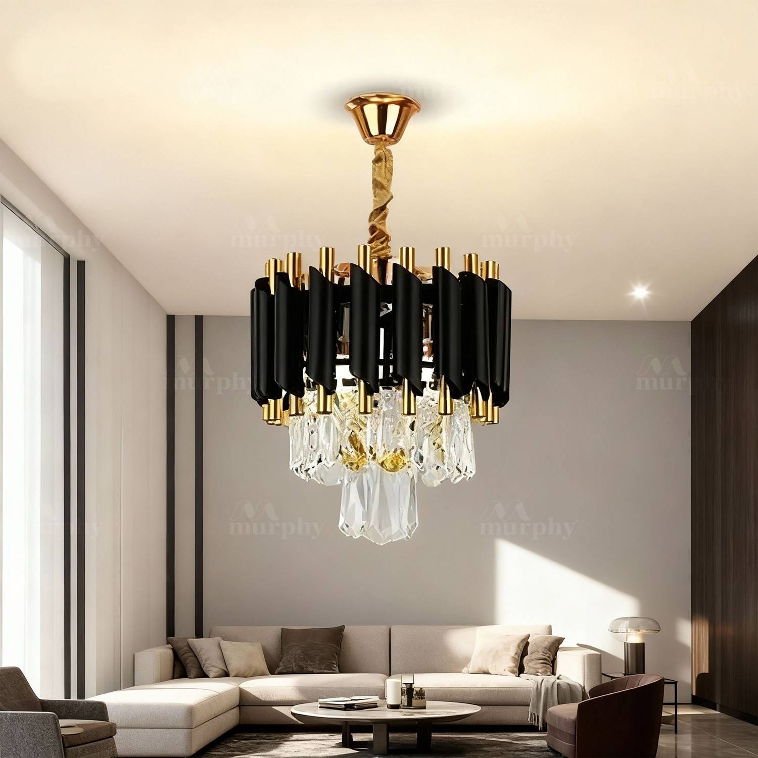MURPHY Black Mamba Black & Gold Crystal Pendant Light - Image 1