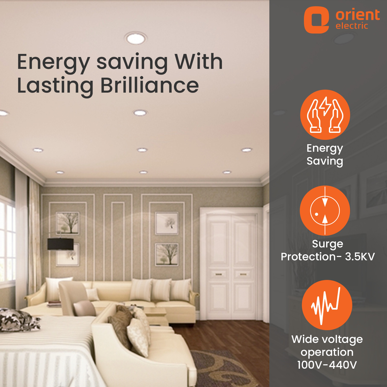 Image of Orient Electric MoonLite 12W Round Recess Down Lighter, Cool White (6500K) - Pack of 10 Downlighter Ceiling Light Ceiling Lamp