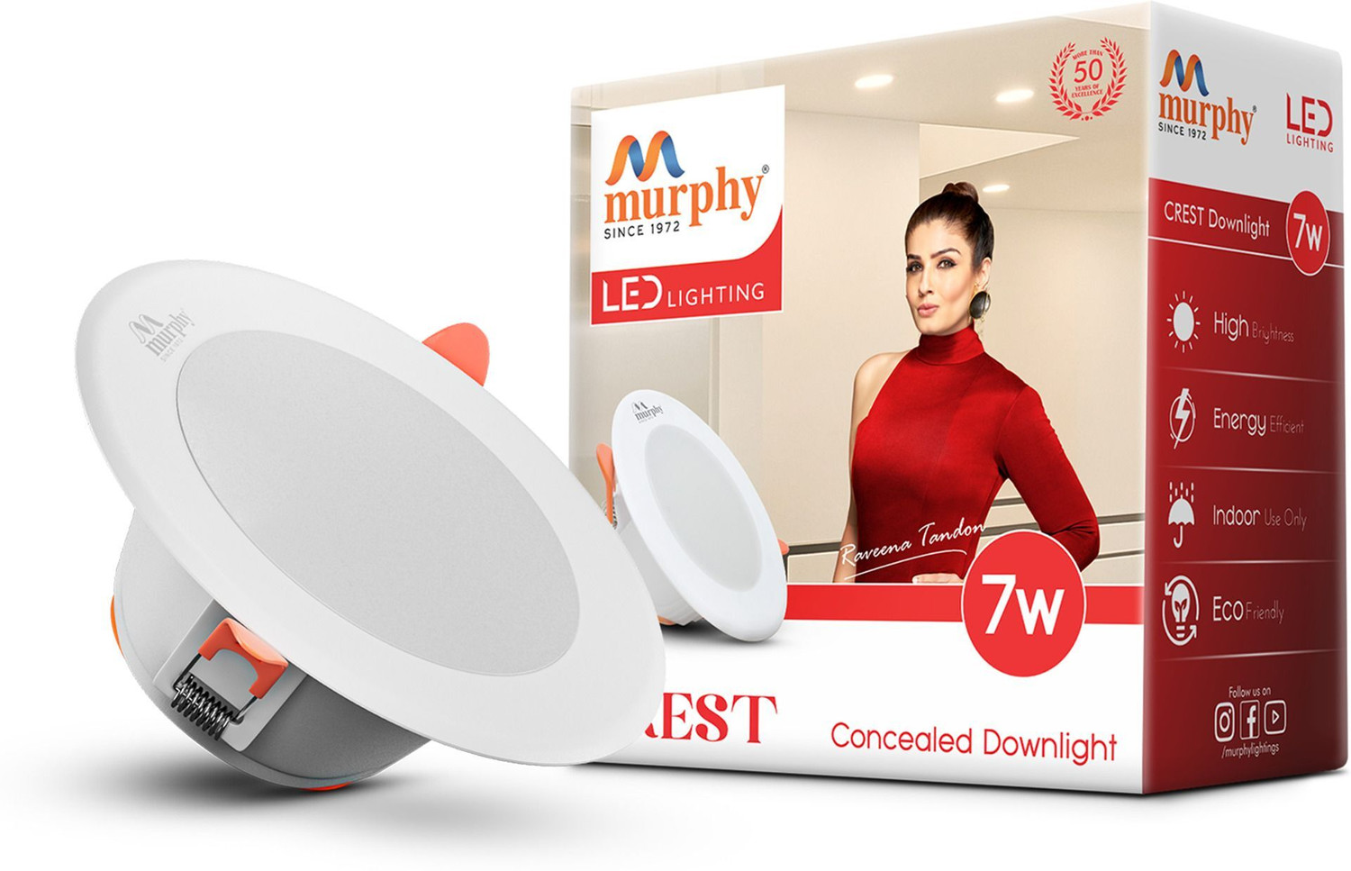 Image of MURPHY Crest 7W LED Down Light, Nautral White Light, Round, Pack of 1 Ceiling Light Ceiling Lamp