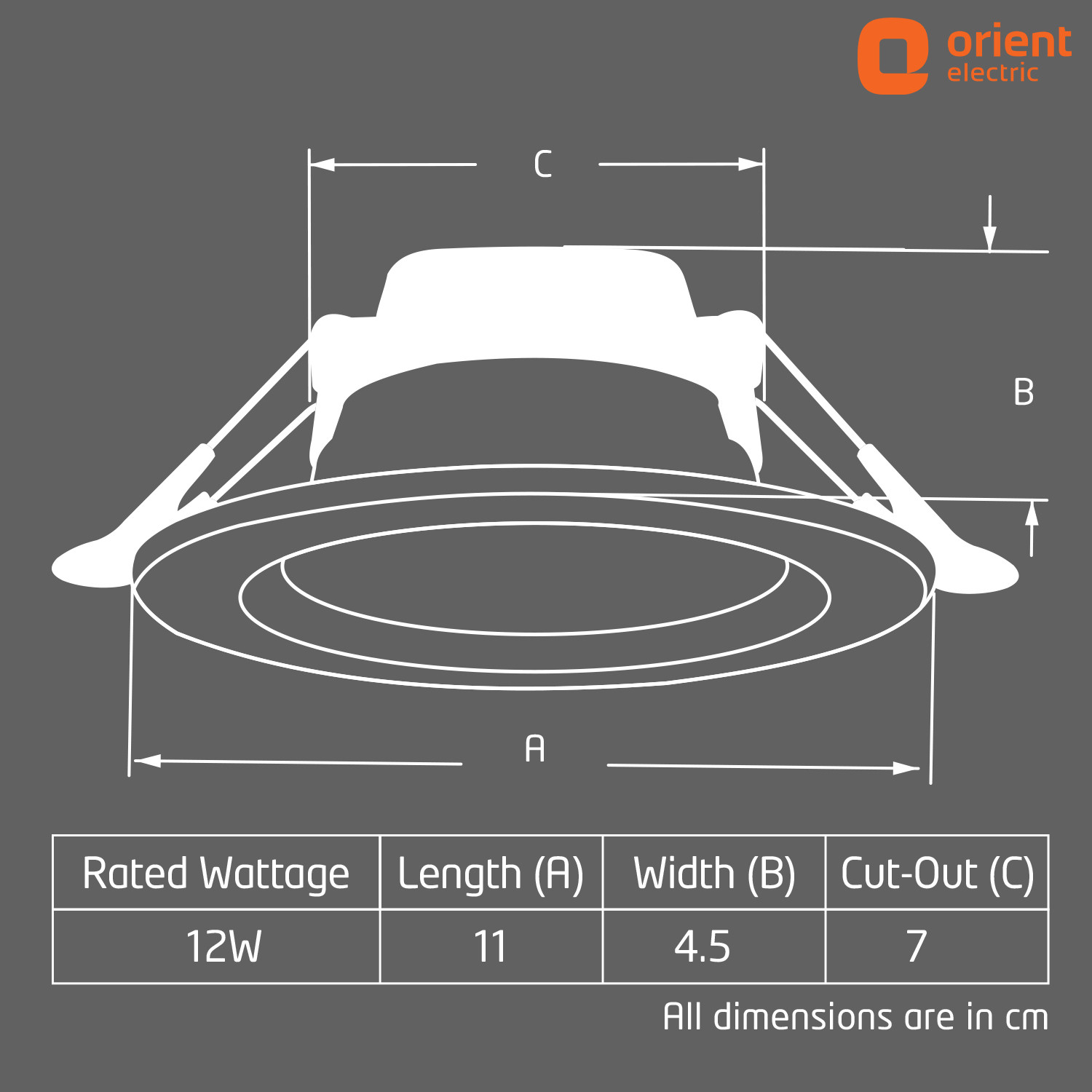 Image of Orient Electric MoonLite 12W Round Recess Down Lighter, Cool White (6500K) - Pack of 10 Downlighter Ceiling Light Ceiling Lamp