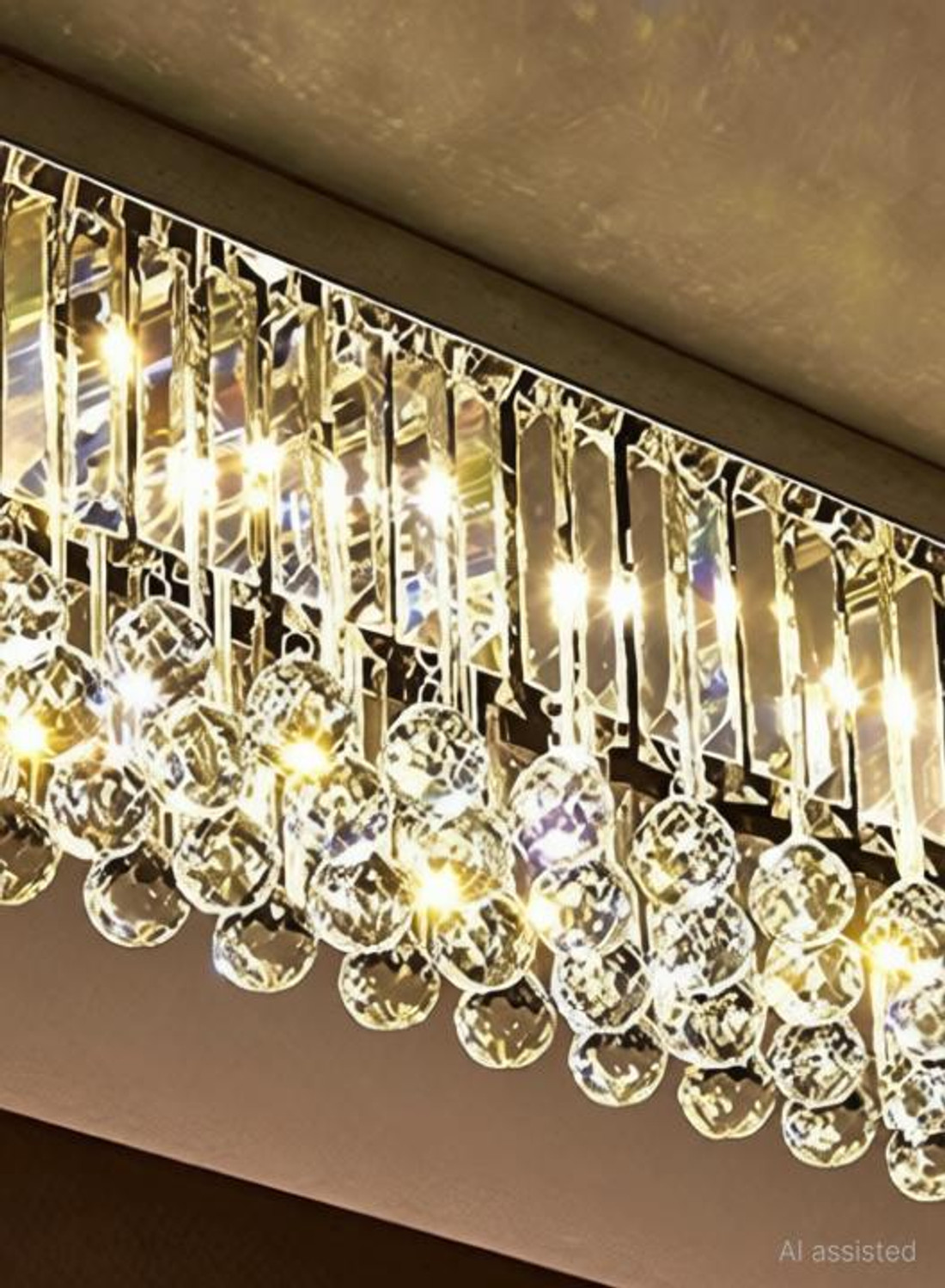 Image of LightWave Crystal Ceiling Light 25cm X 55cm 6 Yellow lights Chandelier for home decor Chandelier Ceiling Lamp