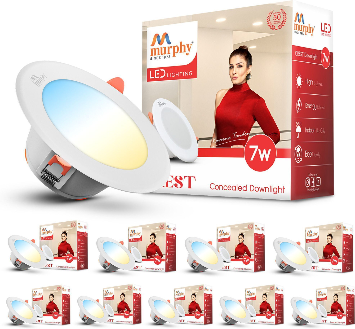 Image of MURPHY Crest 7W 3-in-1 Round LED Conceal Panel Light |Cool /Warm /Natural White Pack of Ceiling Light Ceiling Lamp