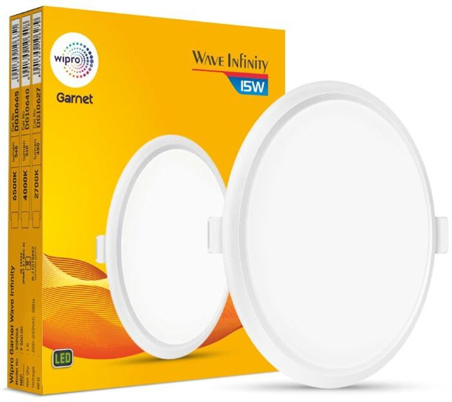Image of Wipro Garnet 15W Round LED Wave Infinity Panel Warm White (2700K) Pack of 1 Ceiling Light Ceiling Lamp