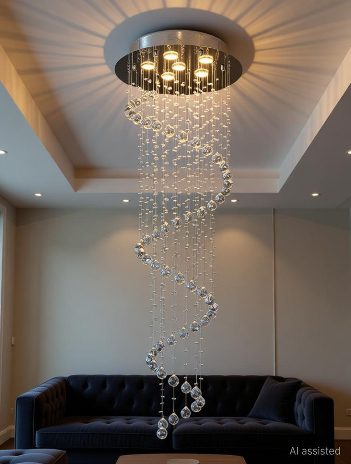 Image of Ganeshart 10ft Crystal Chandelier For Living room Ceiling Led Light 10ft Spiral a0110a Chandelier Ceiling Lamp