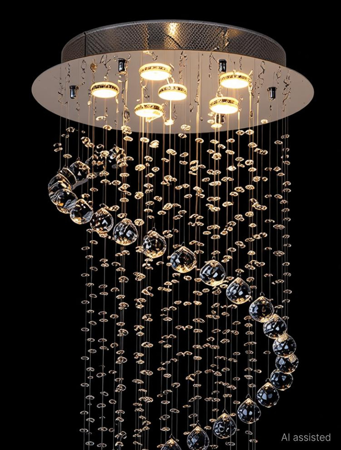 Image of Ganeshart 10ft Crystal Chandelier For Living room Ceiling Led Light 10ft Spiral a0110a Chandelier Ceiling Lamp