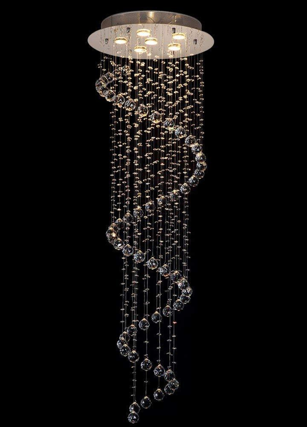 Image of Ganeshart 10ft Crystal Chandelier For Living room Ceiling Led Light 10ft Spiral a0110a Chandelier Ceiling Lamp
