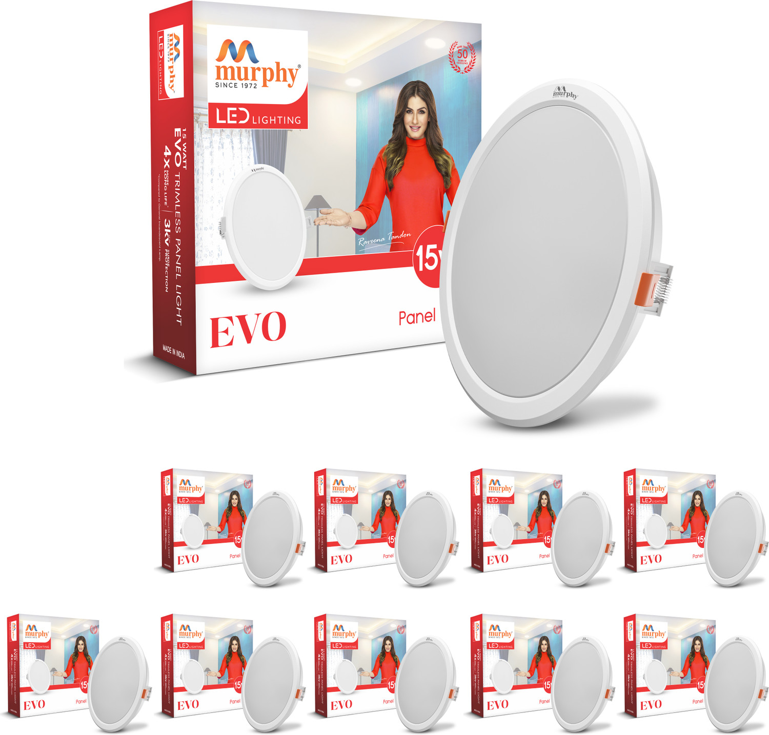 Image of MURPHY EVO Round LED - 15W Natural White Recessed Ceiling DownlightPack of 10 Recessed Ceiling Light Ceiling Lamp