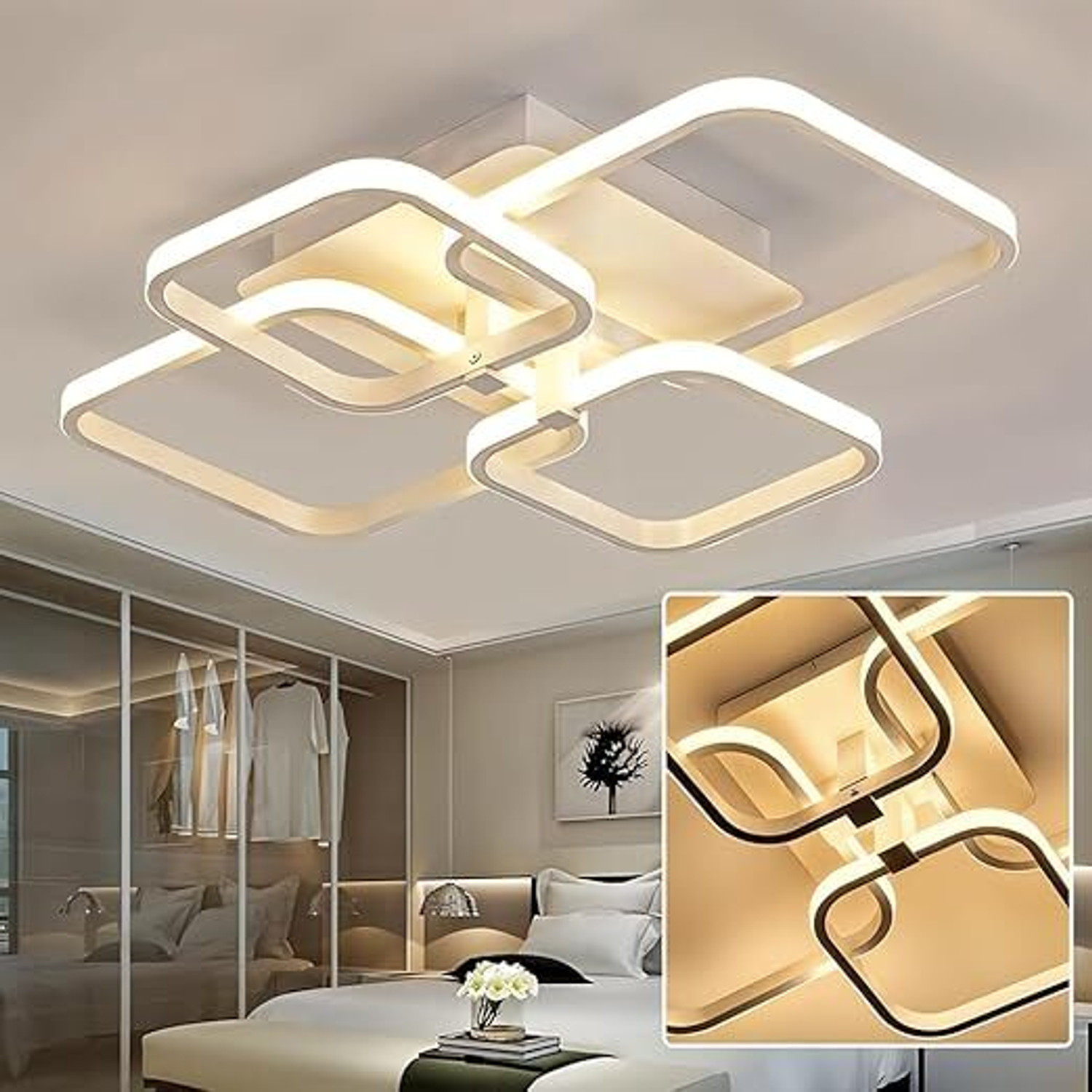 Image of Prmoagen LED Ceiling Light with Remote Control Chandelier Ceiling Lamp