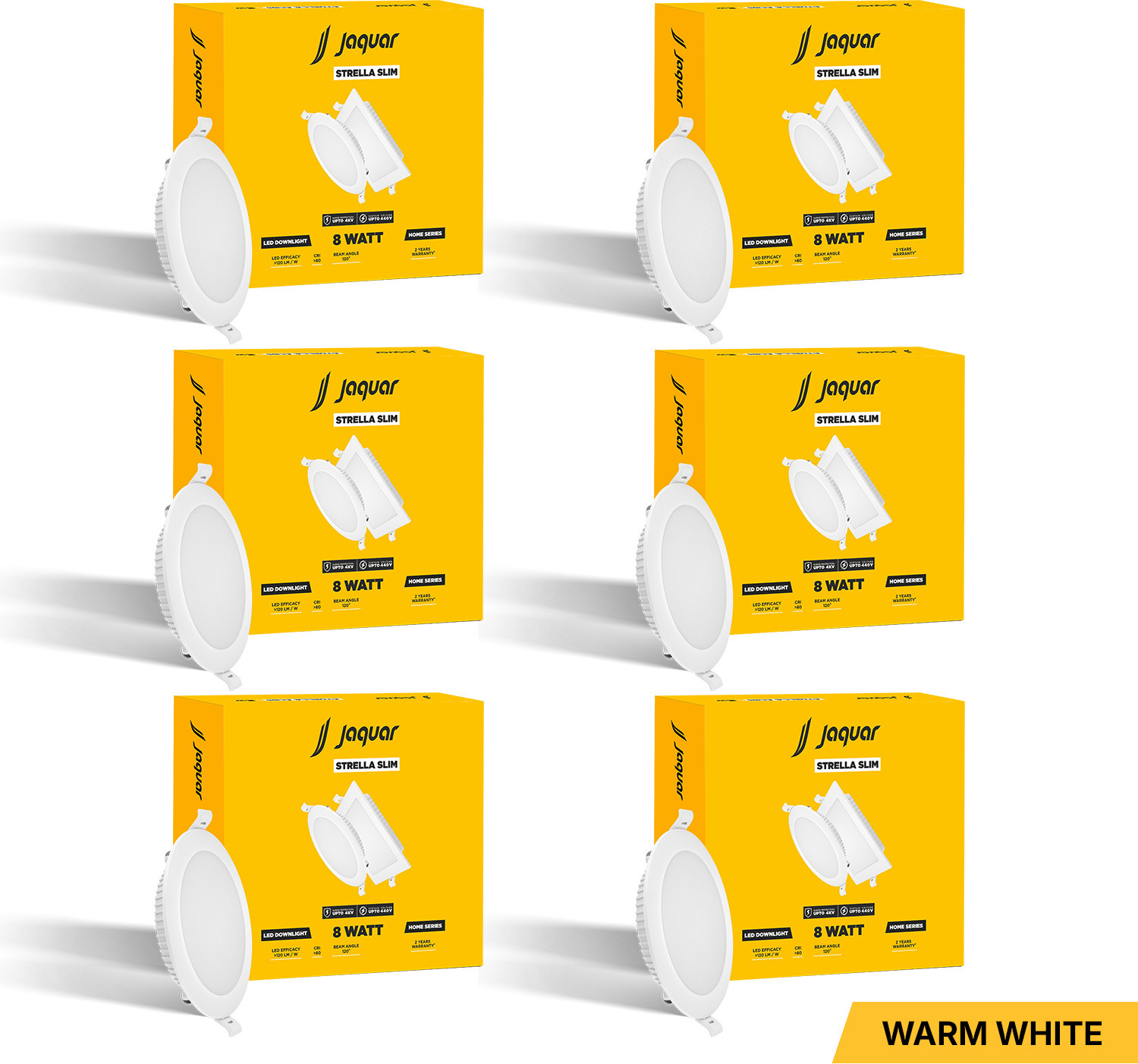 Image of Jaquar Strella Slim 8W Round Recess Down Light - Warm White (Pack of 6) Ceiling Light Ceiling Lamp