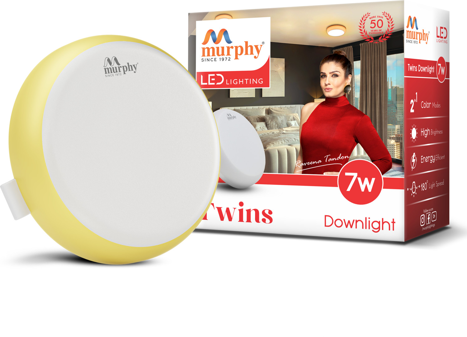 Image of MURPHY 2-in-1 7W+7W Double Color Round LED Junction Box Light (Cool+Warm White) Ceiling Light Ceiling Lamp