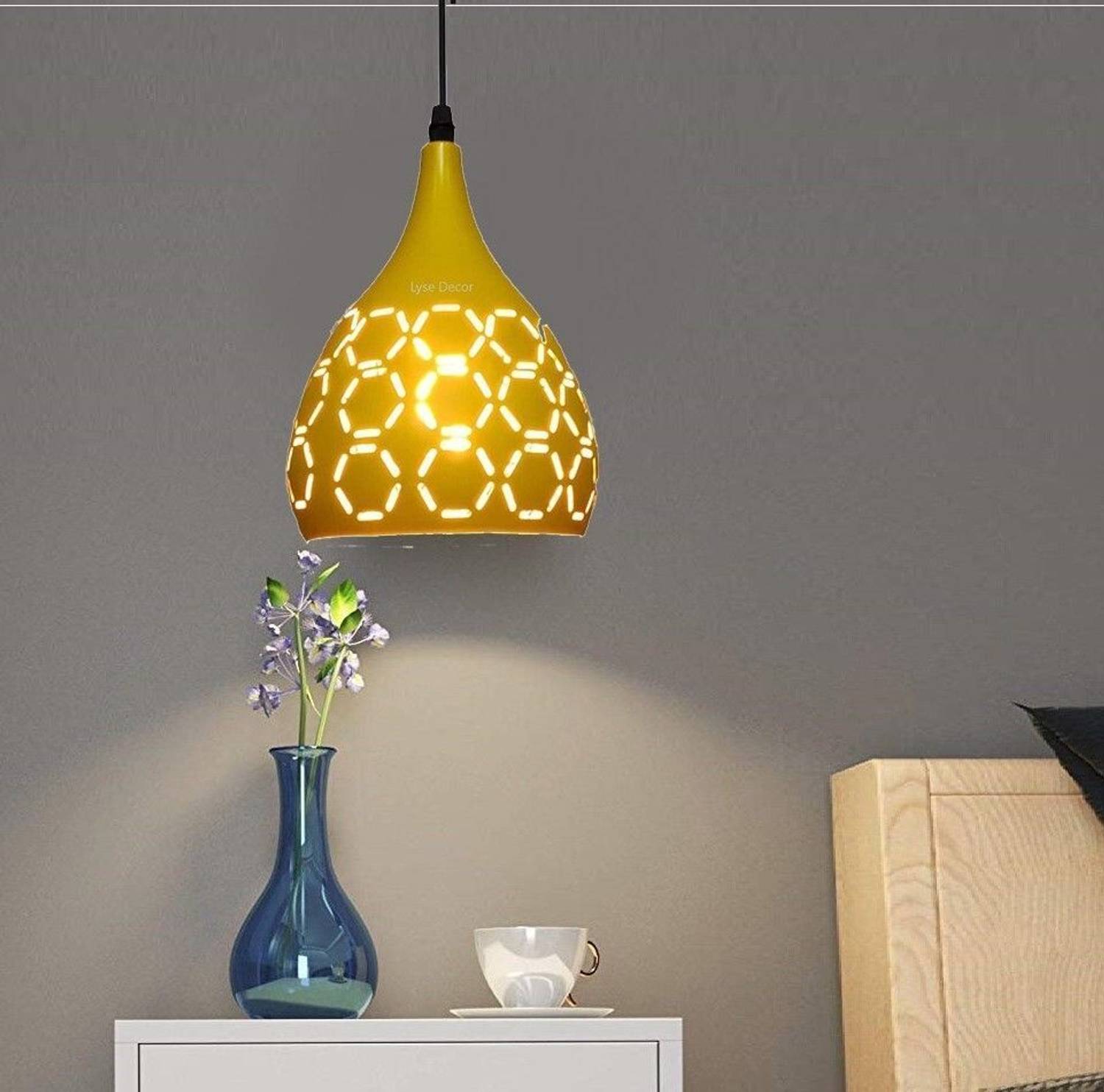 Brightlyt Lemon Finish Aluminum Bedroom Hanging Light Pendant Lamp Ceiling Lamp
