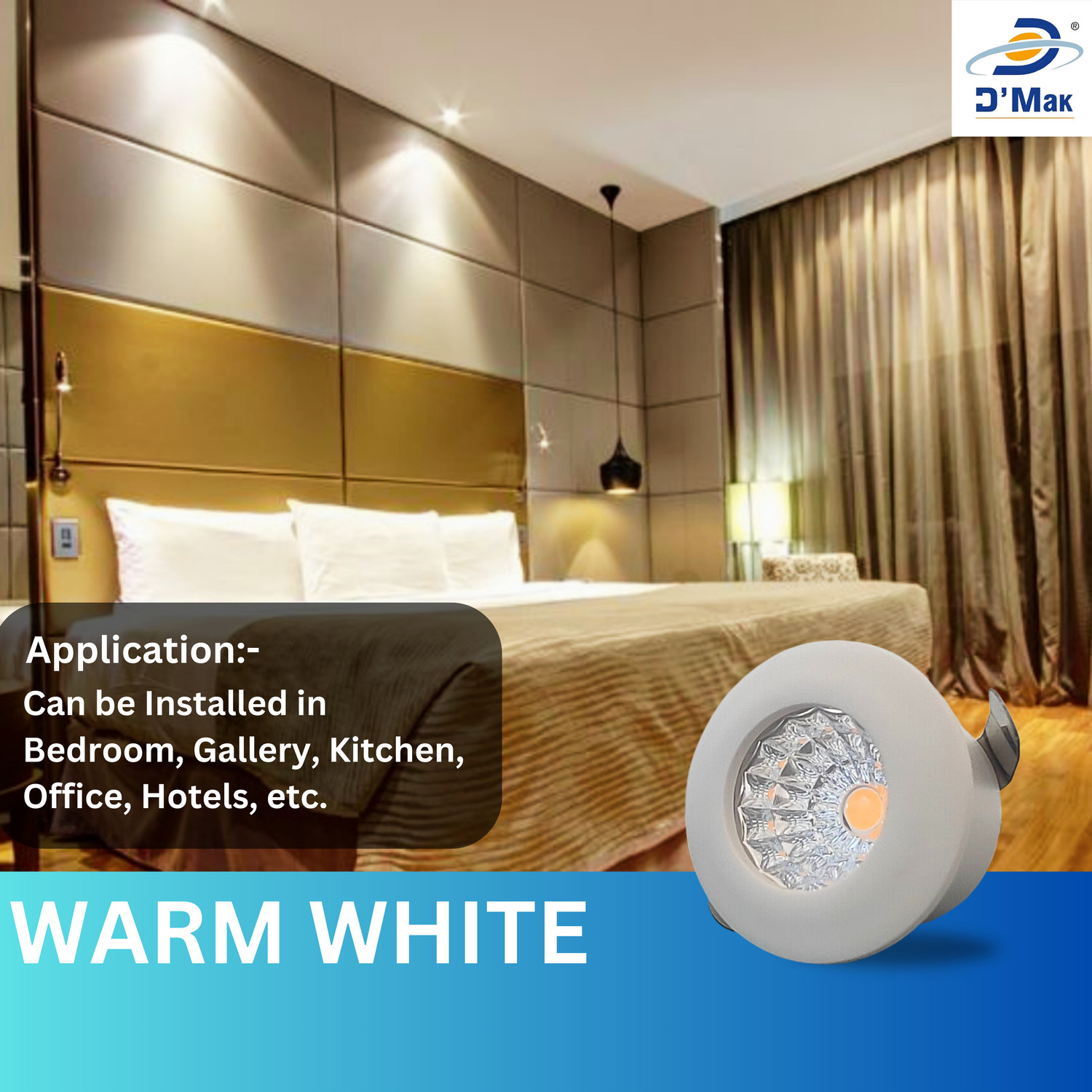 Image of D'Mak 1 Watt LED COB /Spot Light /Button Light ({White} Round Driver Included (Pack of 05) Recessed Ceiling Light Ceiling Lamp