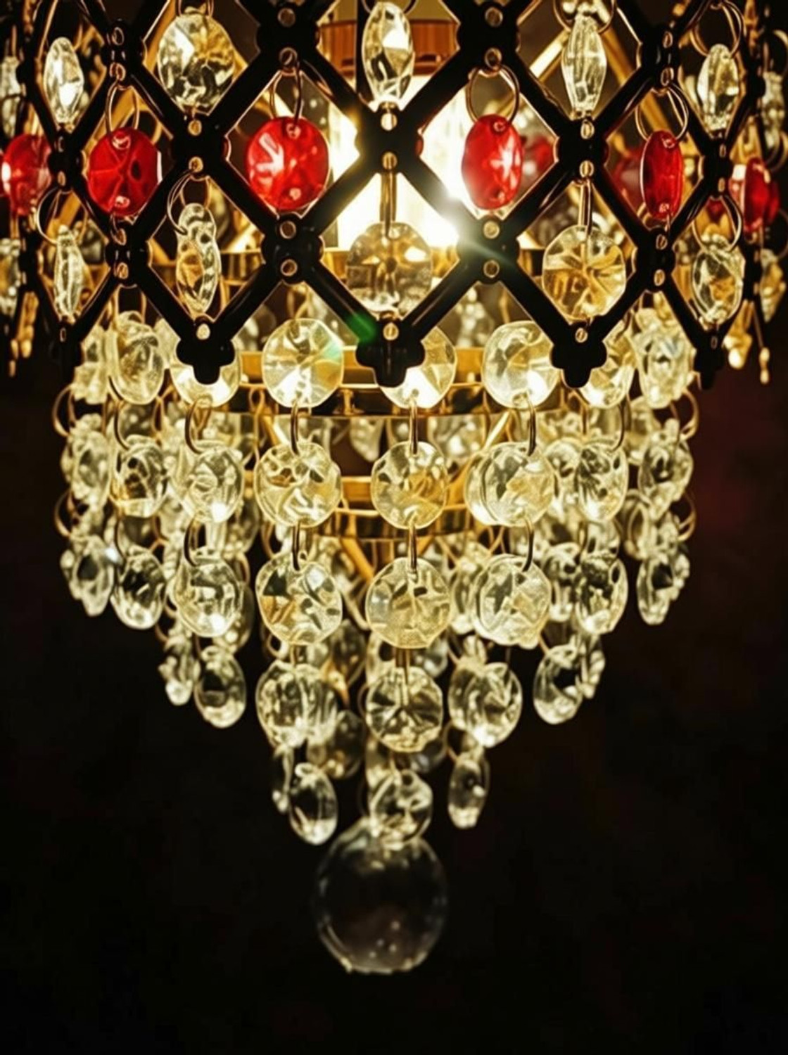 Image of BILAL ANSARI 160MM Jhoomer RED NUG GLOSSY LOOK CHANDELIER CEILING LAMP WITH DECENT LIGHT Chandelier Ceiling Lamp Chandelier Ceiling Lamp