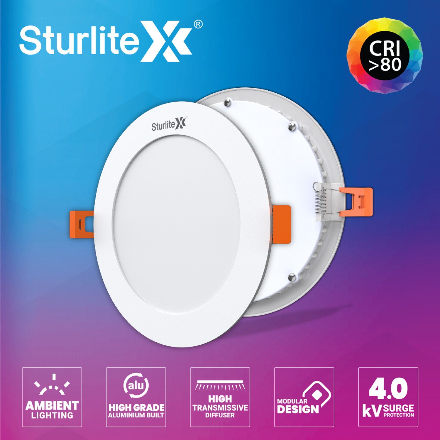 Image of Sturlite Eco LYF 15W (3 in1) Round LED Downlight - (Pack of 2) Ceiling Light Ceiling Lamp