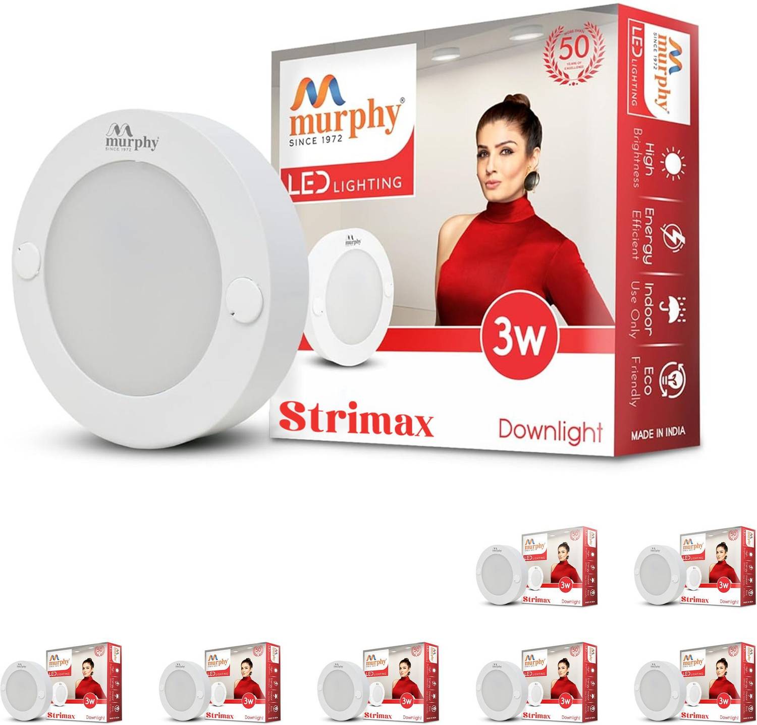 MURPHY 3W Strimax Surface LED Light – Cool White, Pack of 8 - Image 1