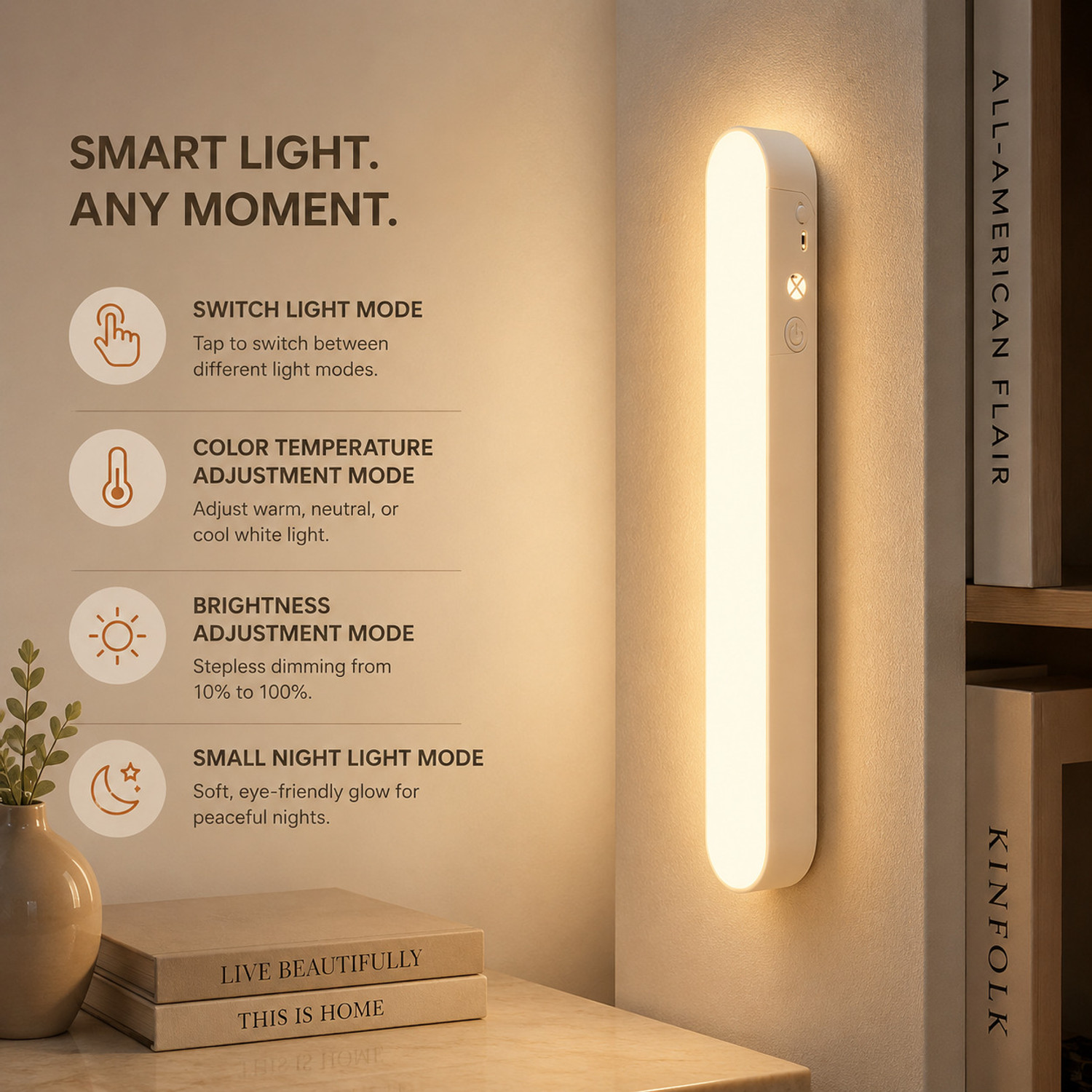 Image of Refulgix 30cm Magnetic Cabinet Light USB Rechargeable 20 LED Wardrobe Light 3 Mode Surface Ceiling Light Ceiling Lamp