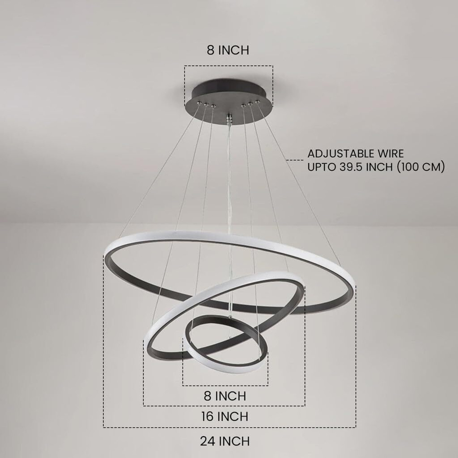 Image of Desidiya 3 Ring Led Pendant Light Fixture for Indoor Cafe & Home Decor Hanging Light Pendant Lamp Ceiling Lamp