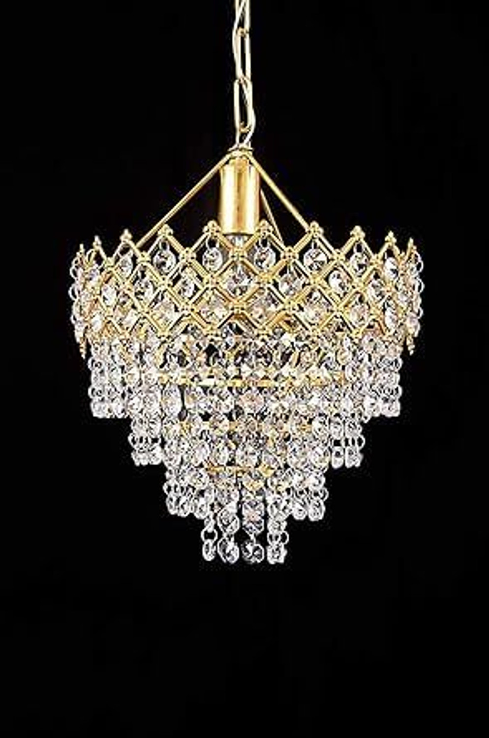 Image of mahaur Modern Crystal 160mm metal Chandelier jhumar with Bulb for home Chandelier Ceiling Lamp (Gold)