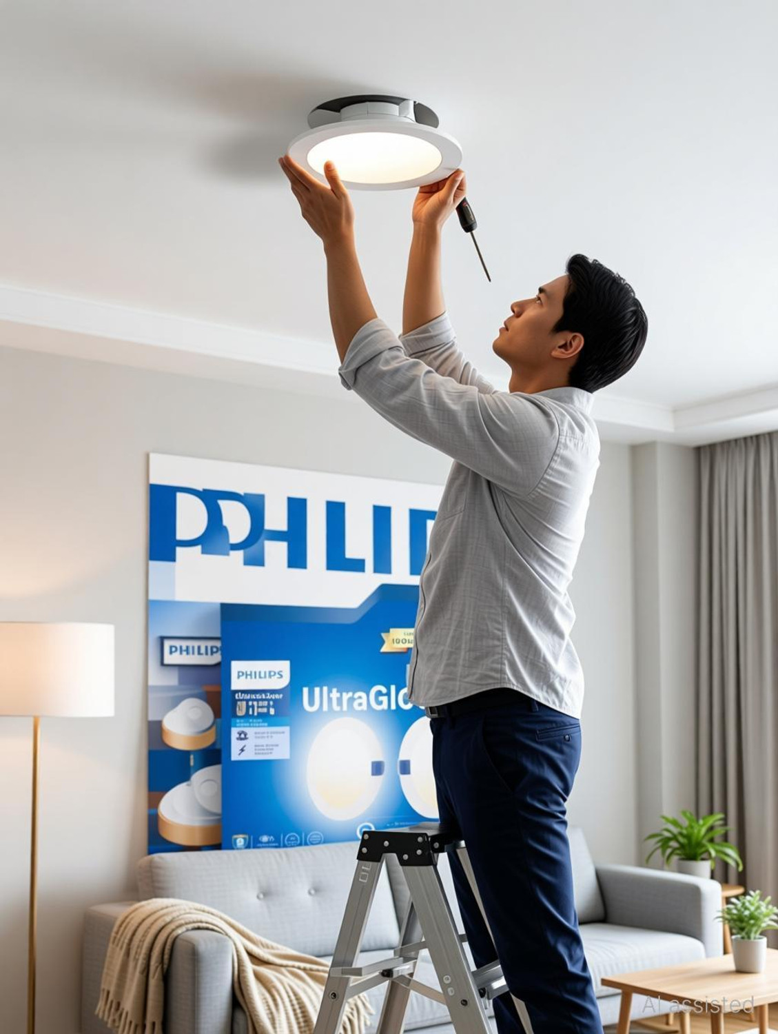 Image of PHILIPS 10W UltraGlow Round 3in1 LED Surface Ceiling Light, Pack of 3 Surface Ceiling Light Ceiling Lamp