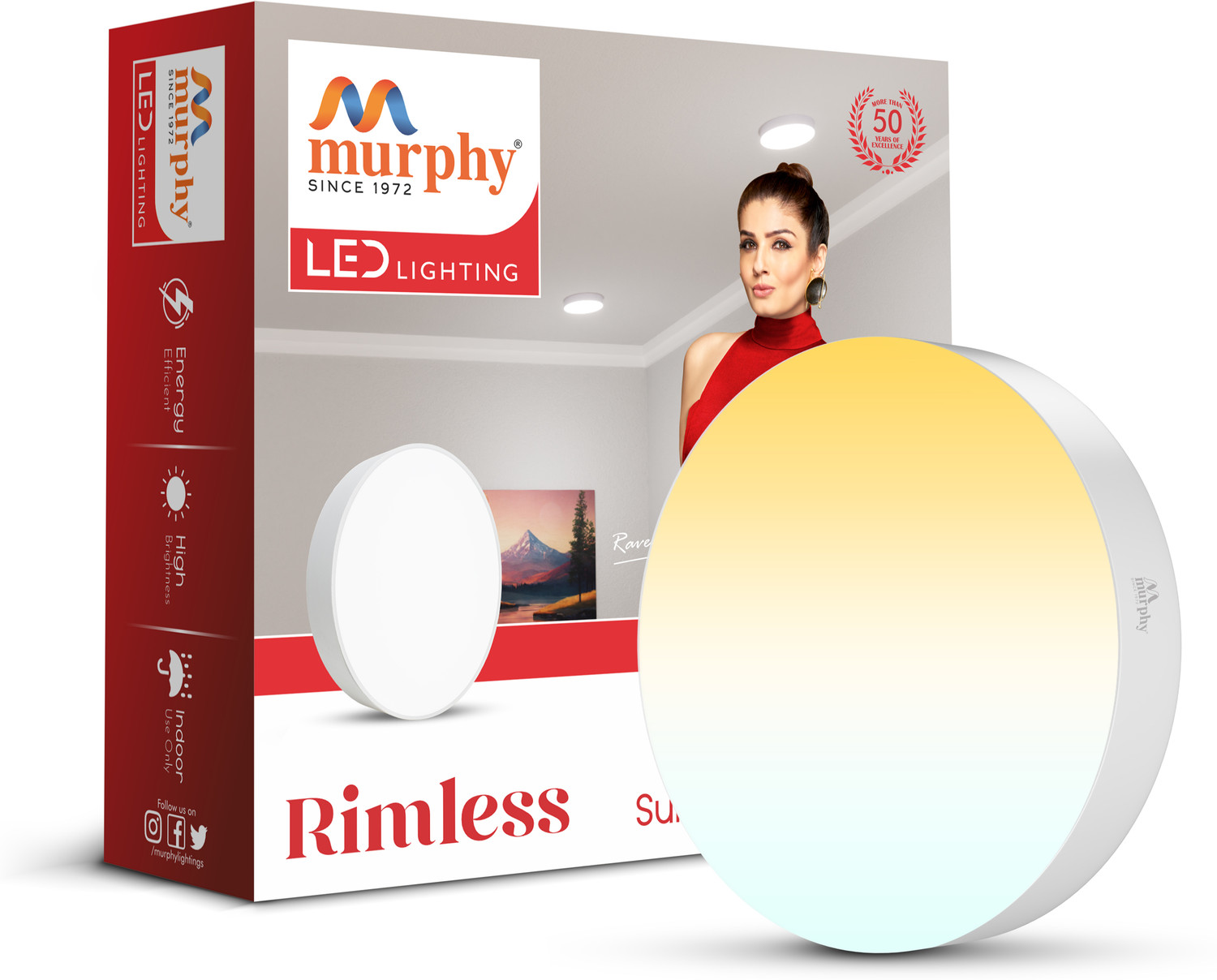 Image of MURPHY 15W 3-in-1 LED Round Surface Ceiling Light Color Changing Rimless Slim Design Ceiling Light Ceiling Lamp