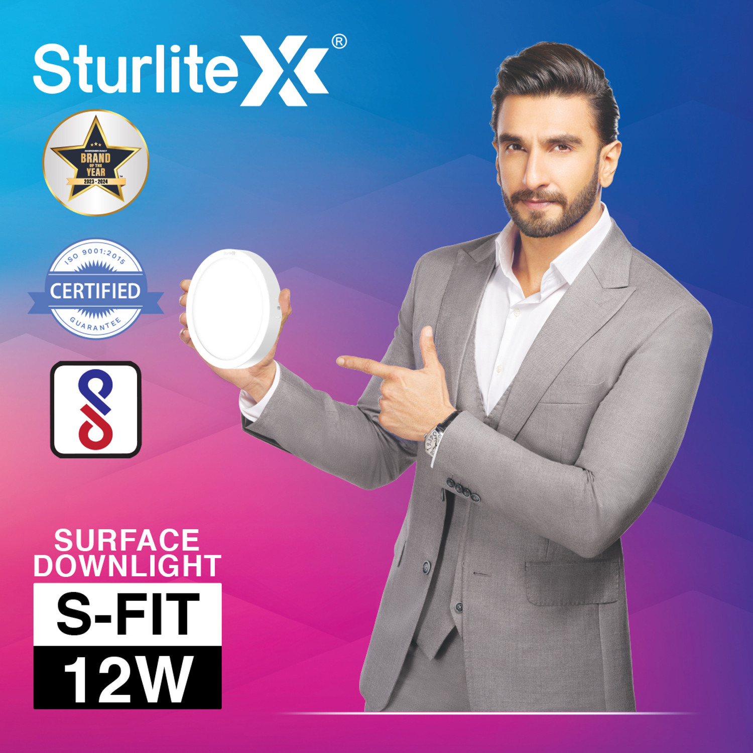 Image of Sturlite S-FIT 12W Round LED Surface Light - (Pack of 2) Ceiling Light Ceiling Lamp