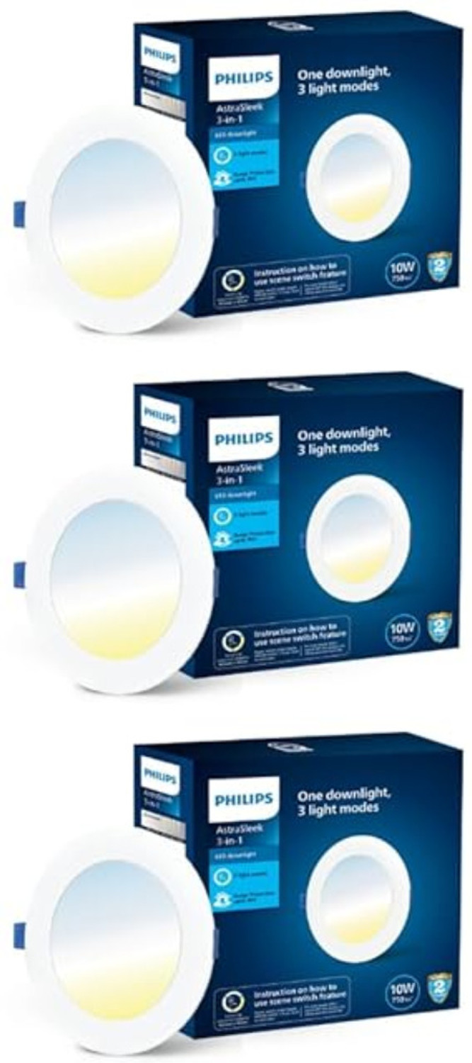 Image of PHILIPS 15W Astra Sleek 3in1, Pack of 3 Downlighter Ceiling Light Ceiling Lamp