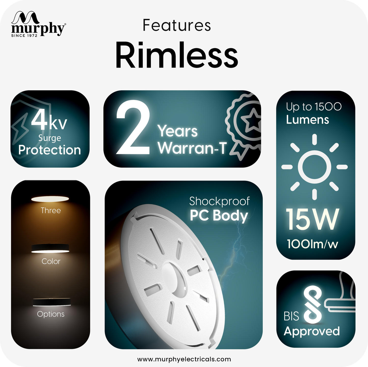 Image of MURPHY 15W 3-in-1 LED Round Surface Ceiling Light Color Changing Rimless Slim Design Ceiling Light Ceiling Lamp