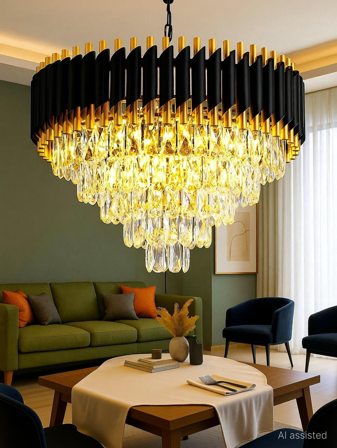 Image of Aphrodite 500mmBlackGold Ceiling Light Ceiling Lamp